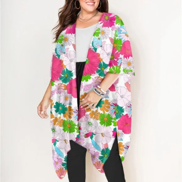 NWOT Floral Print Kimono - Picture 2 of 3